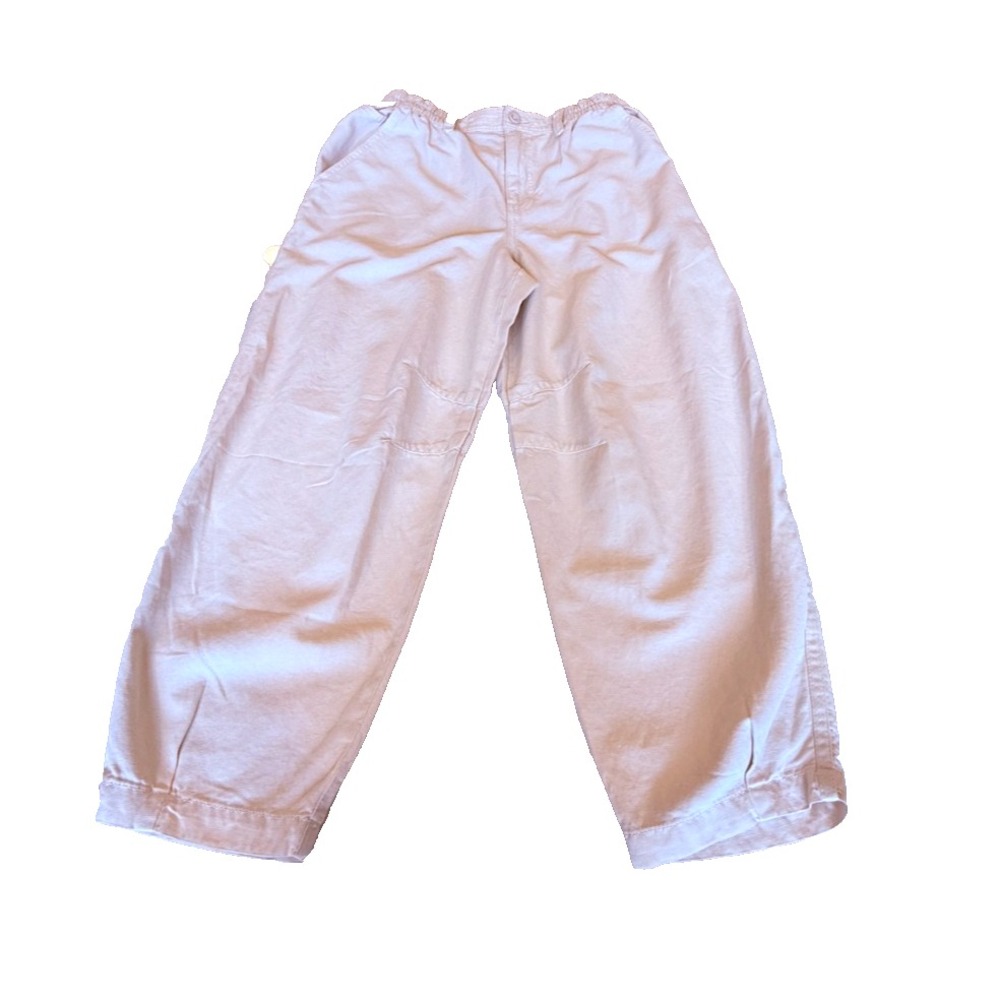 Aerie Women's Cotton Blend Barrel Leg Pants; 24" Inseam; Cream; Size Medium